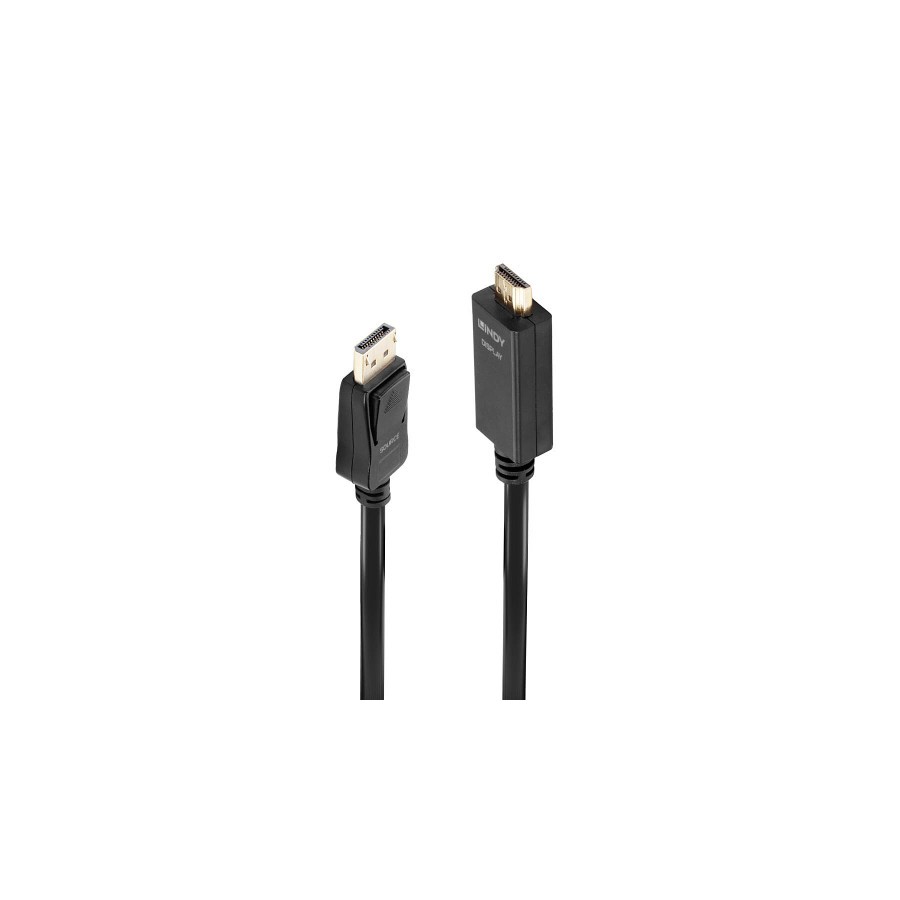 36687-Lindy 36921 adaptador de cable de video 1 m DisplayPort HDMI tipo A (Estandar) Negro