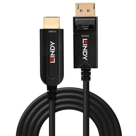 36838-Lindy 38490 adaptador de cable de video 10 m DisplayPort HDMI tipo A (Estandar) Negro