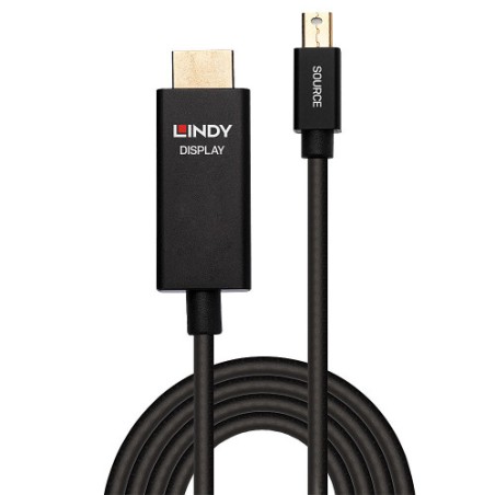 36889-Lindy 40920 adaptador de cable de video 0,5 m Mini DisplayPort HDMI Negro