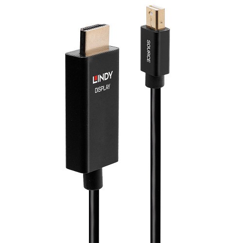36892-Lindy 40922 adaptador de cable de video 2 m Mini DisplayPort HDMI tipo A (Estandar) Negro