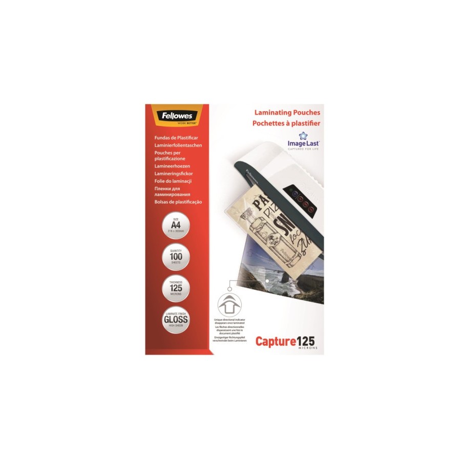 369-PACK 100 BOLSAS PLASTIFICACION 125 MICRAS A4 216X303 FELLOWES 5307407