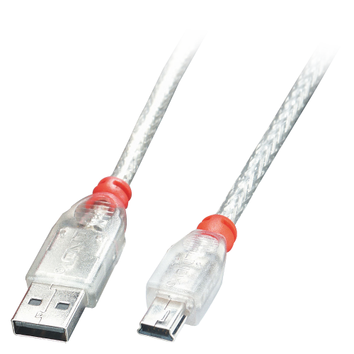 36975-Lindy 41782 cable USB USB 2.0 1 m USB A Mini-USB B Transparente