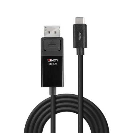 37032-Lindy 43343 adaptador de cable de video 3 m USB Tipo C DisplayPort Negro