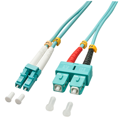 37178-Lindy 3.0m OM3 LC - SC Duplex Cable de fibra optica e InfiniBand 3 m Turquesa