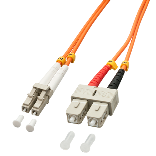 37203-Lindy 1.0m OM2 LC - SC Duplex Cable de fibra optica e InfiniBand 1 m Naranja
