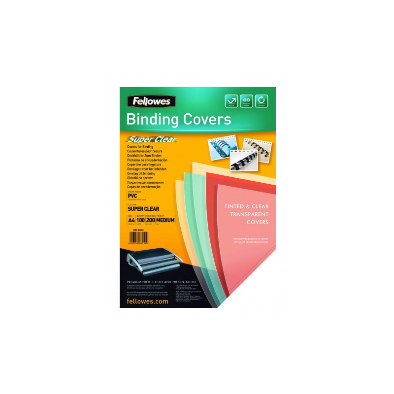 380-PACK 100 PORTADAS PVC TRANSPARENTE CRISTAL 150 MICRAS A4 FELLOWES 5376001 380-PACK 100 PORTADAS PVC TRANSPARENTE CRISTAL 150 MICRAS A4 FELLOWES 5376001