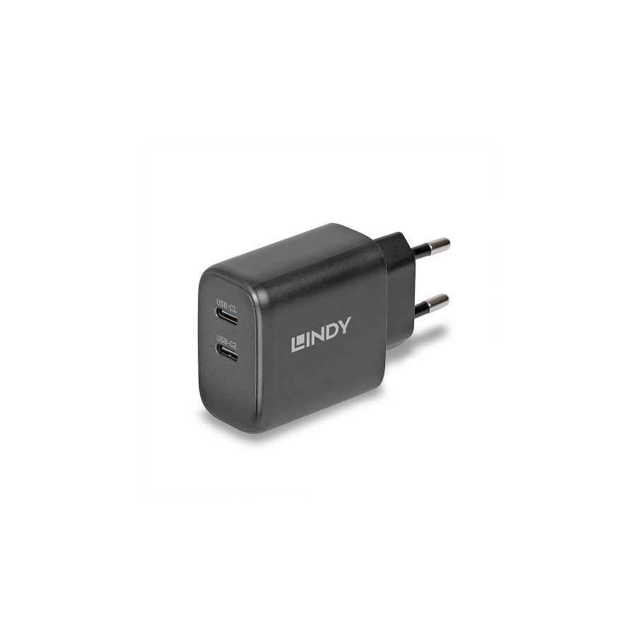 38357-Lindy 73438 cargador de dispositivo movil Universal Negro Corriente alterna Carga rapida Interior