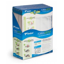 3864-BLISTER 5 FUNDAS DE FORRO CON 2 SOLAPAS AJUSTABLES 28 CM SADIPAL 02207