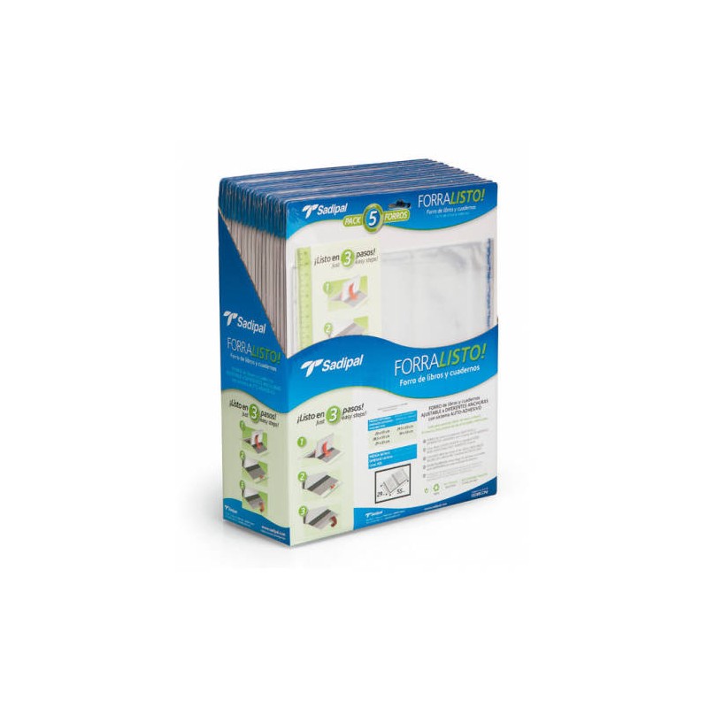 3864-BLISTER 5 FUNDAS DE FORRO CON 2 SOLAPAS AJUSTABLES 28 CM SADIPAL 02207 3864-BLISTER 5 FUNDAS DE FORRO CON 2 SOLAPAS AJUSTABLES 28 CM SADIPAL 02207