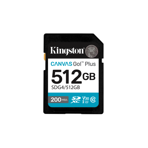 38814-Kingston Technology 512GB SDXC Canvas Go Plus Gen4 200MB/s C10 UHS-I U3 V30