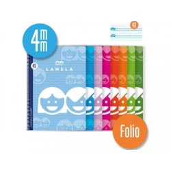 3885-CUADERNO BASICO FORMATO FOLIO 80 HOJAS RAYADO 4 MM SURTIDOS LAMELA 07F004