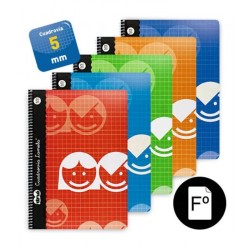 3886-CUADERNO BASICO FORMATO FOLIO 80 HOJAS RAYADO 5 MM SURTIDOS LAMELA 07F005