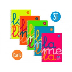 3899-CUADERNO CUARTO FLUOR POLIPROPILENO RAYADO 3 MM.COLORES SURTIDOS LAMELA 7CTP003S