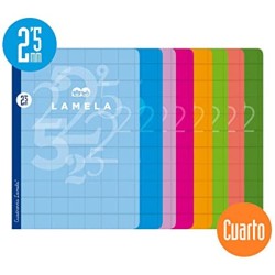 3900-LIBRETA CUARTO 50 HOJAS RAYADO 2,5 MM-COLORES SURTIDOS LAMELA 06C002