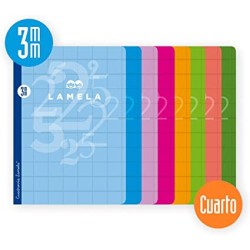 3901-LIBRETA CUARTO 50 HOJAS RAYADO 3 MM-COLORES SURTIDOS LAMELA 06C003