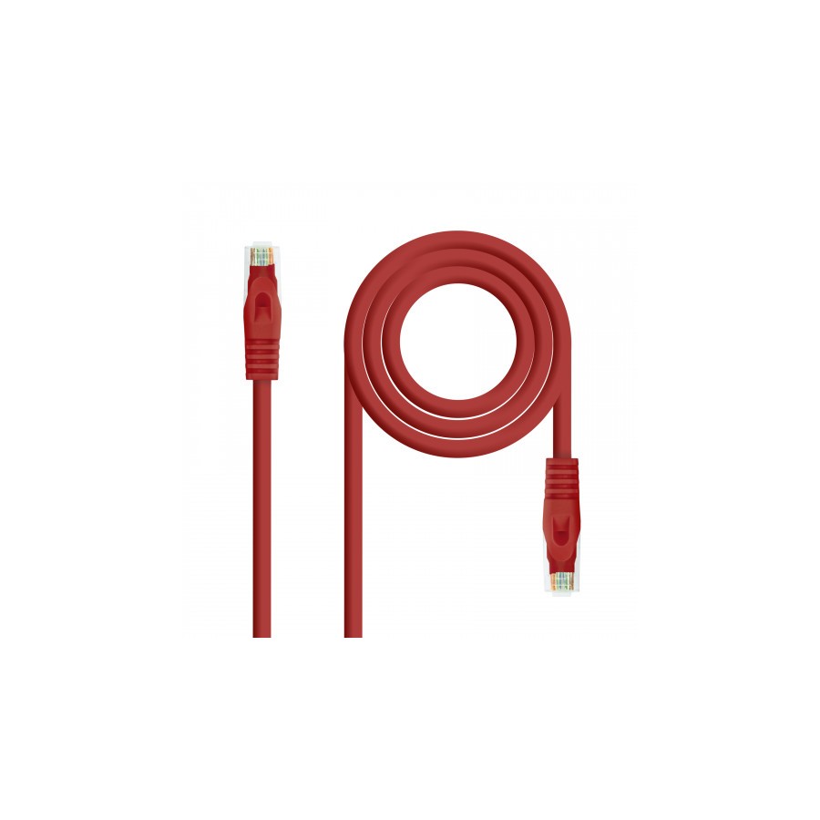 39169-Nanocable Cable de red latiguillo RJ45 LSZH Cat.6A UTP AWG24, Rojo, 0.5m