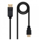39291-Nanocable Cable conversor DISPLAYPORT a HDMI, DP/M - HDMI/M, Negro, 2.0 M