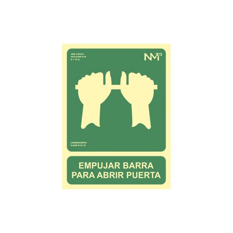 3930-SENAL "EMPUJAR BARRA PARA ABRIR PUERTA" 224X300 PVC VERDE ARCHIVO 2000 6170-01H VE 3930-SENAL "EMPUJAR BARRA PARA ABRIR PUERTA" 224X300 PVC VERDE ARCHIVO 2000 6170-01H VE