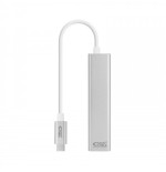 39318-Nanocable Conversor USB-C a Ethernet Gigabit + 3xUSB 3.0, Plata, 15 cm