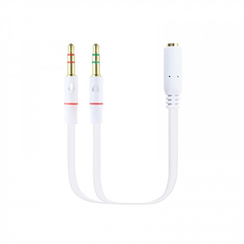 39319-Nanocable Cable Adaptador Audio Jack 3.5/H de 4 Pines a 2 Jack 3.5/M de 3 Pines, Blanco, 20 Cm