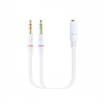 39319-Nanocable Cable Adaptador Audio Jack 3.5/H de 4 Pines a 2 Jack 3.5/M de 3 Pines, Blanco, 20 Cm