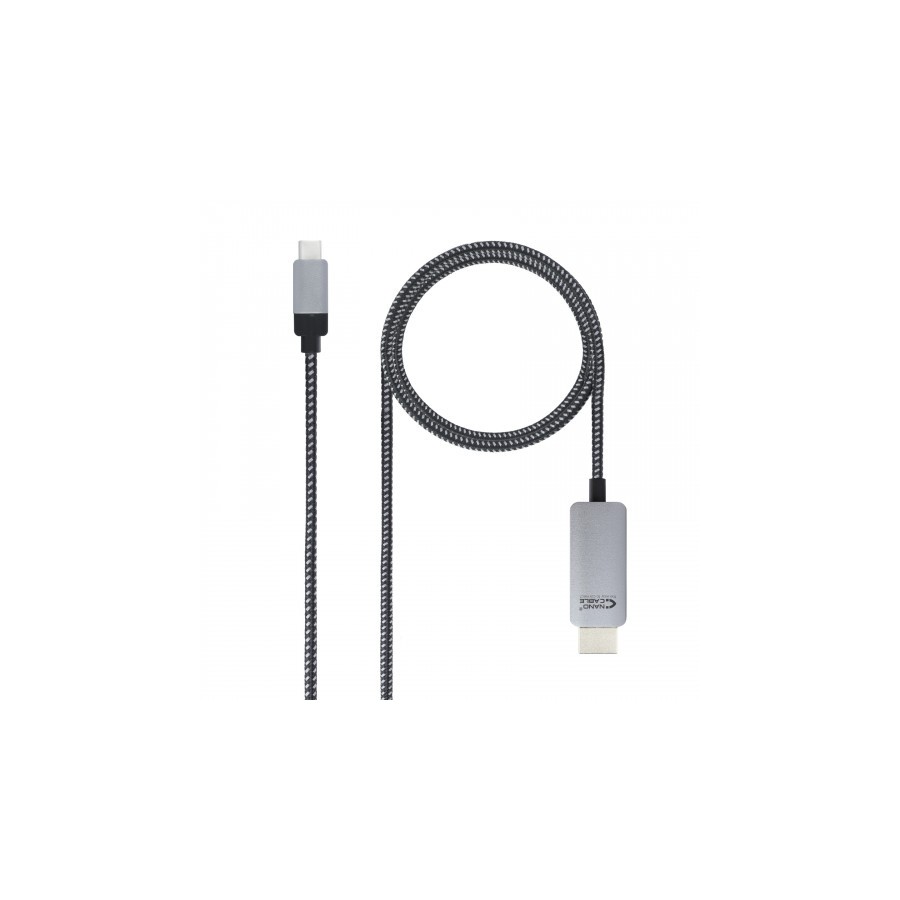 39325-Nanocable 10.15.5103 adaptador de cable de video 3 m USB Tipo C HDMI Aluminio, Negro