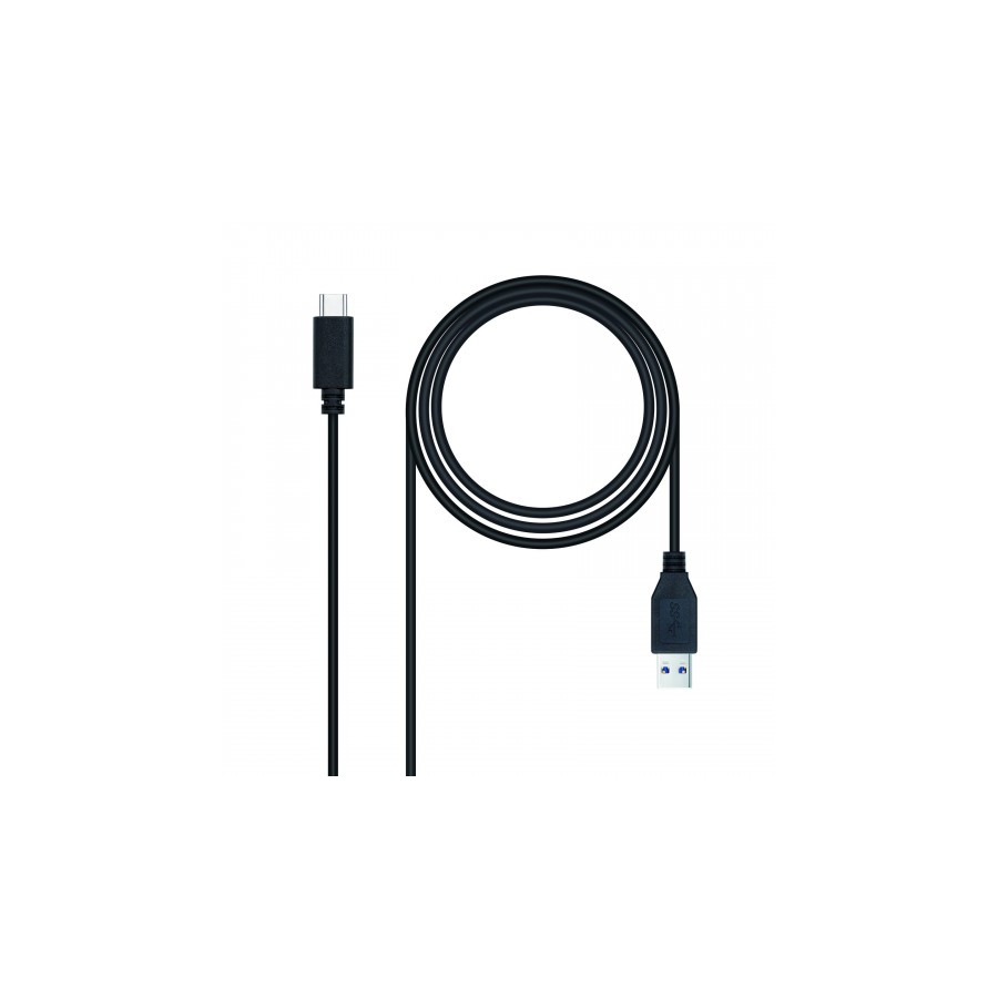 39331-Nanocable 3.1 Gen2 10Gbps 3A, tipo USB-C/M-A/M, negro, 0.5 m