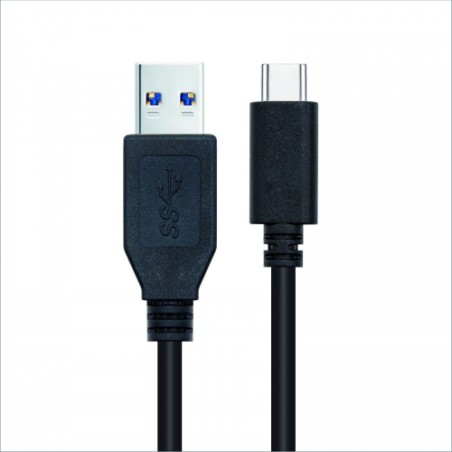 39334-Nanocable 3.1 Gen2 10Gbps 3A, tipo USB-C/M-A/M, negro, 1.5 m