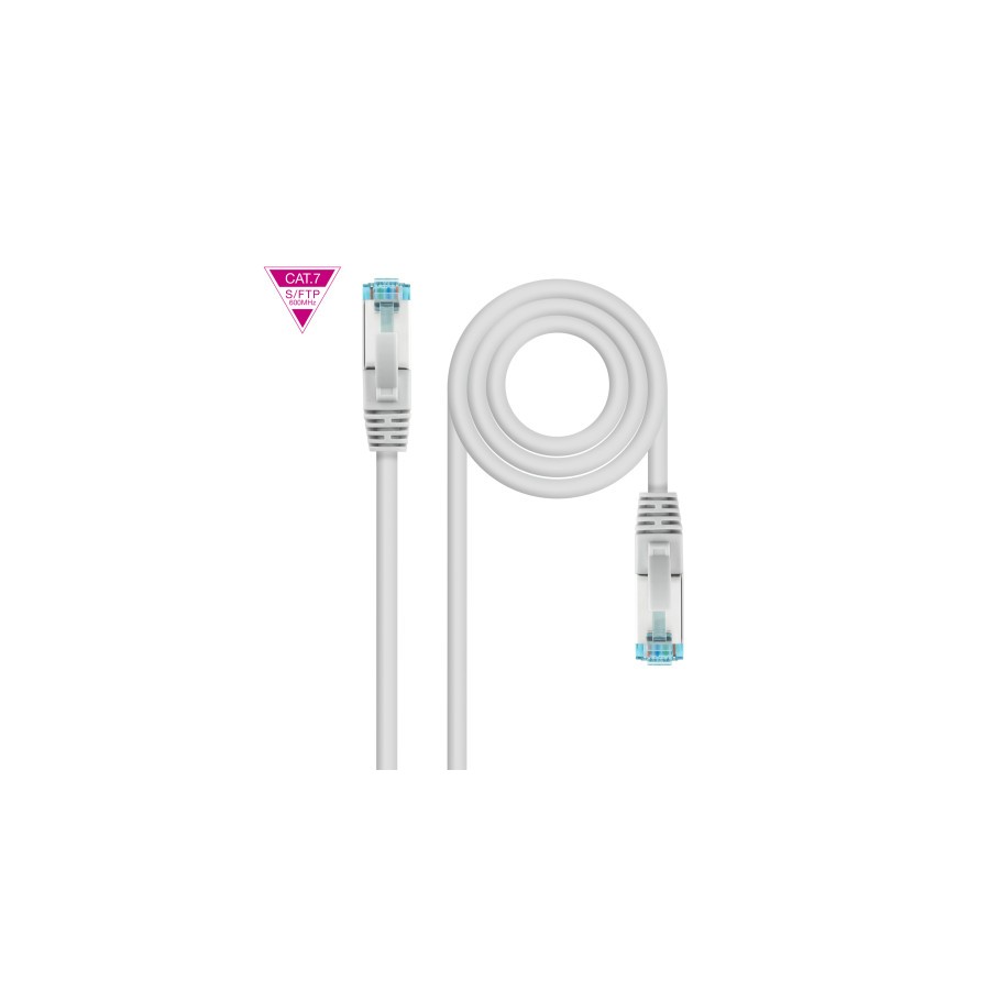 39363-Nanocable Cable de Red Cat.7 600MHZ LSZH SFTP PIMF AWG26, Gris, 15 m