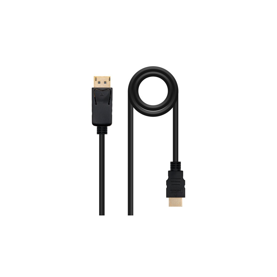 39367-Nanocable Cable Conversor DISPLAYPORT a HDMI, DP/M - HDMI/M, Negro, 1 m