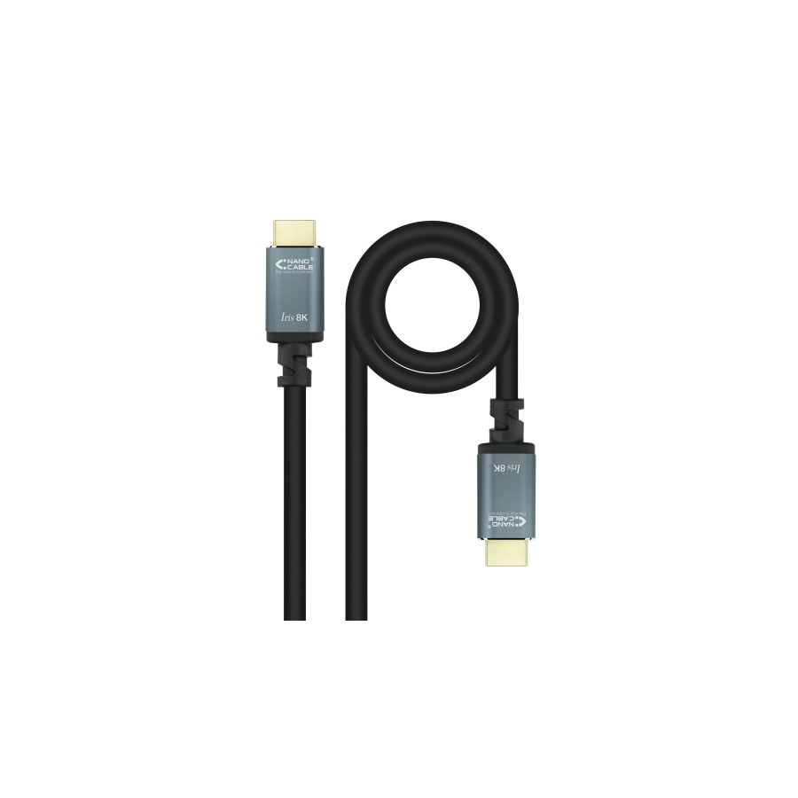 39375-Nanocable Cable HDMI 2.1 IRIS 8K A/M-A/M, Negro, 0.5 m