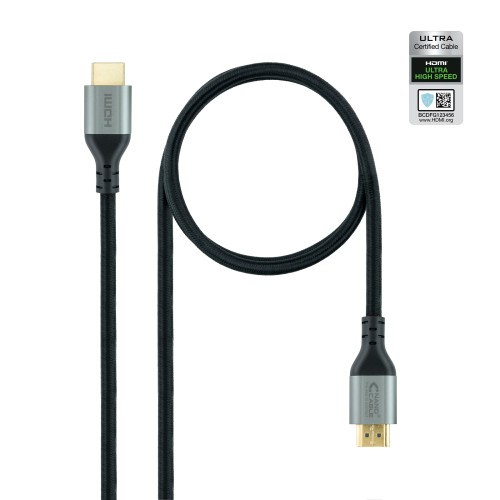 39379-Nanocable Cable HDMI 2.1 Certificado ULTRA HIGH SPEED A/M-A/M, Negro, 1 m