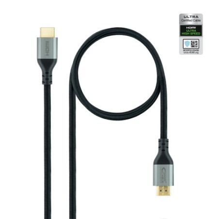 39379-Nanocable Cable HDMI 2.1 Certificado ULTRA HIGH SPEED A/M-A/M, Negro, 1 m