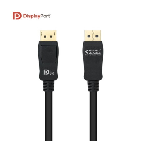 39390-Nanocable Cable DISPLAYPORT 1.4 CERTIFICADO VESA, DP/M - DP/M, Negro, 0.5 m