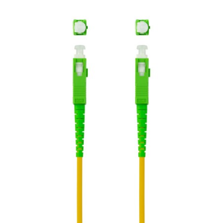 39457-Nanocable Cable de Fibra Optica SC/APC a SC/APC Monomodo Simplex LSZH, Amarillo, 2 m