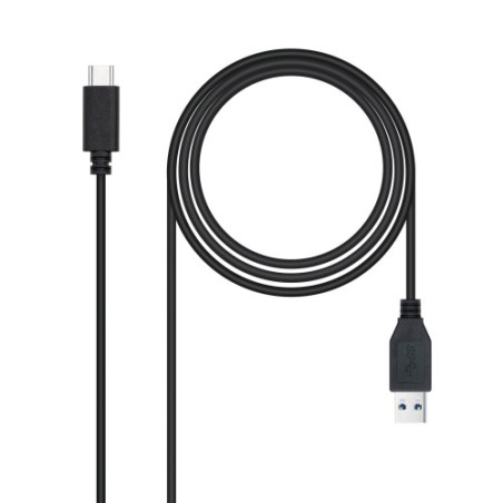 39480-Nanocable Cable USB 3.1, Gen2 10 Gbps 3A, tipo USB-C/M-A/M, Negro, 2 m