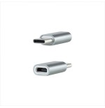 39497-Nanocable Adaptador USB-C a Micro USB, USB-C/M-Micro B/H, Aluminio, Gris