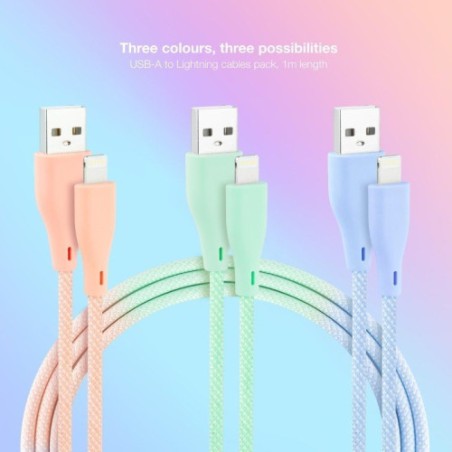 39505-NANOCABLE 3 CABLES LIGHTNING A USB 2.0, LIGHTNING/M-USB A/M,