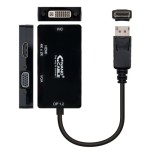 39512-Nanocable Conversor Displayport a VGA / HDMI, 3 en 1, DP 1.2/M-VGA/H-HDMI/H 4K, Negro, 15 cm
