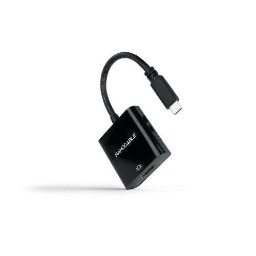 39513-Nanocable Conversor USB-C a HDMI 4K, USB-C/M-HDMI/H, Negro, 15 cm