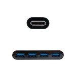 39516-Nanocable Adaptador USB-C a 4xUSB 3.0. USB-C/M-USB 3.0/H, Negro, 10 cm