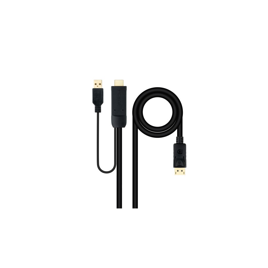 39535-Nanocable Cable Conversor HDMI 2.0 a DisplayPort V1.2, 1.8 m, Negro