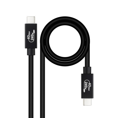 39587-Nanocable Cable USB 4 Gen 3x2 40Gbps 5A/240W, USB-C/M-USB-C/M, Negro, 1 m