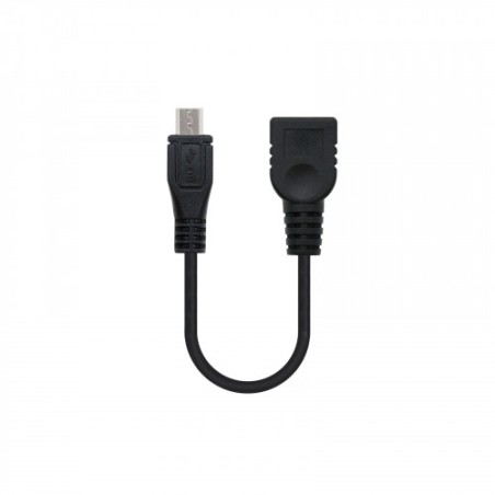 39695-Nanocable CABLE USB 2.0 OTG, TIPO MICRO B/M-A/H, NEGRO, 15 CM
