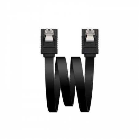 39709-Nanocable CABLE SATA III DATOS 6G CON ANCLAJES, NEGRO, 0.5 M