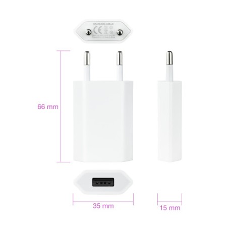 39717-NANOCABLE MINI CARGADOR USB PARA IPOD IPHONE 5V-1A