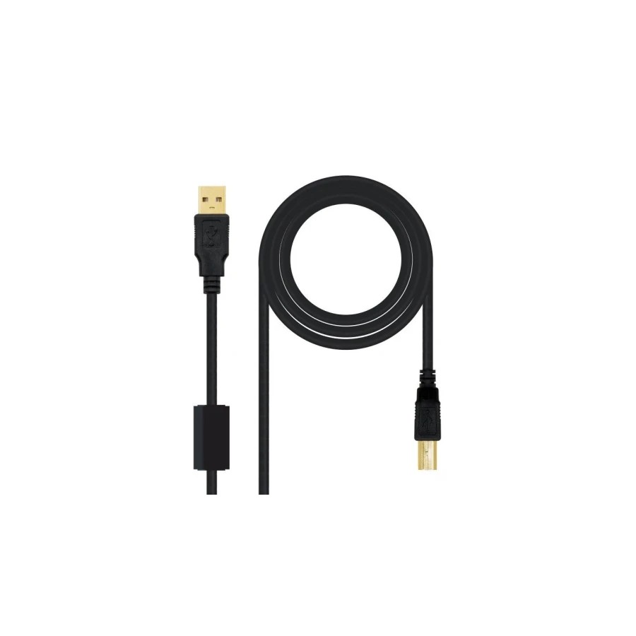 39776-Nanocable CABLE USB 2.0 IMPRESORA HQ CON FERRITA, TIPO A/M-B/M, NEGRO, 5.0 M