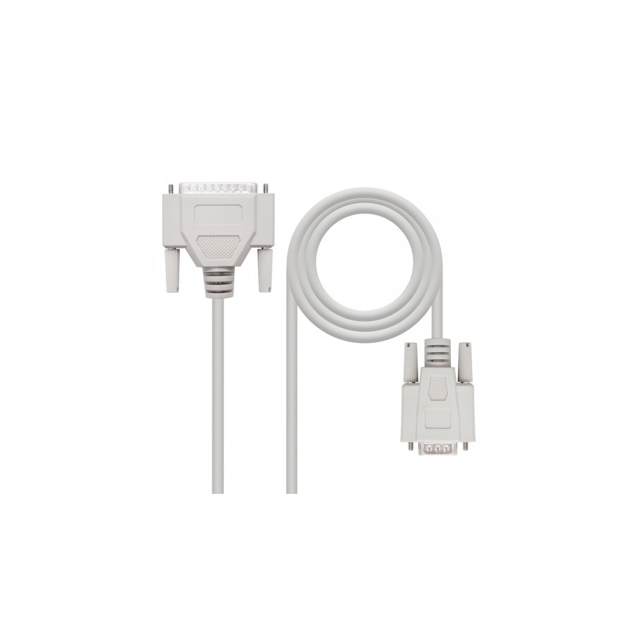 39788-Nanocable CABLE SERIE NULL MODEM DB9/H-DB25/M 1.8 M