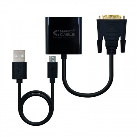40035-Nanocable Conversor DVI 24+1/m A VGA HDB15/h, Negro, 10 cm