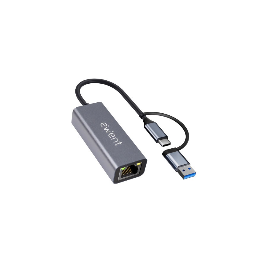 40574-Ewent EW9819 hub de interfaz USB 3.2 Gen 1 (3.1 Gen 1) Type-A + Type-C 1000 Mbit/s Gris